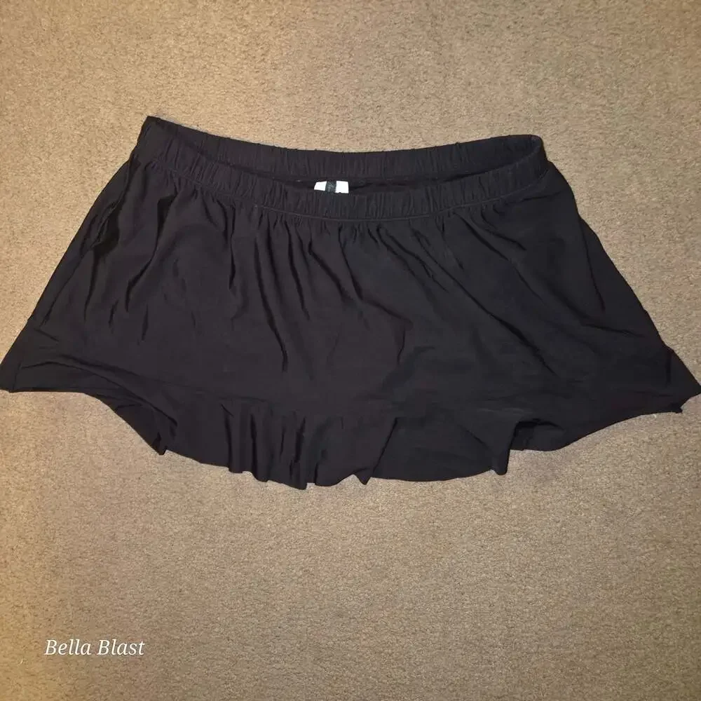 Aqua Green Black Ruffle Swim Suit Skirt with Built in Briefs Plus Size 20 - 22